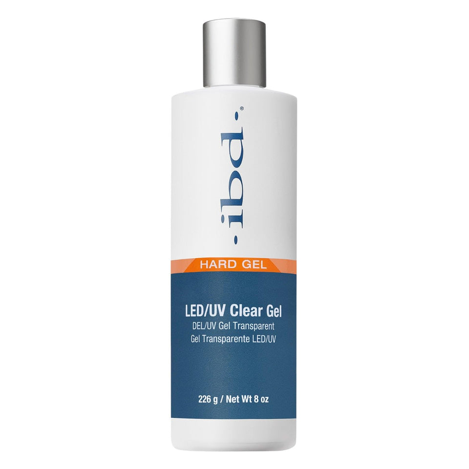 IBD hard gel builder clear front bottle showing label and professional size benefit