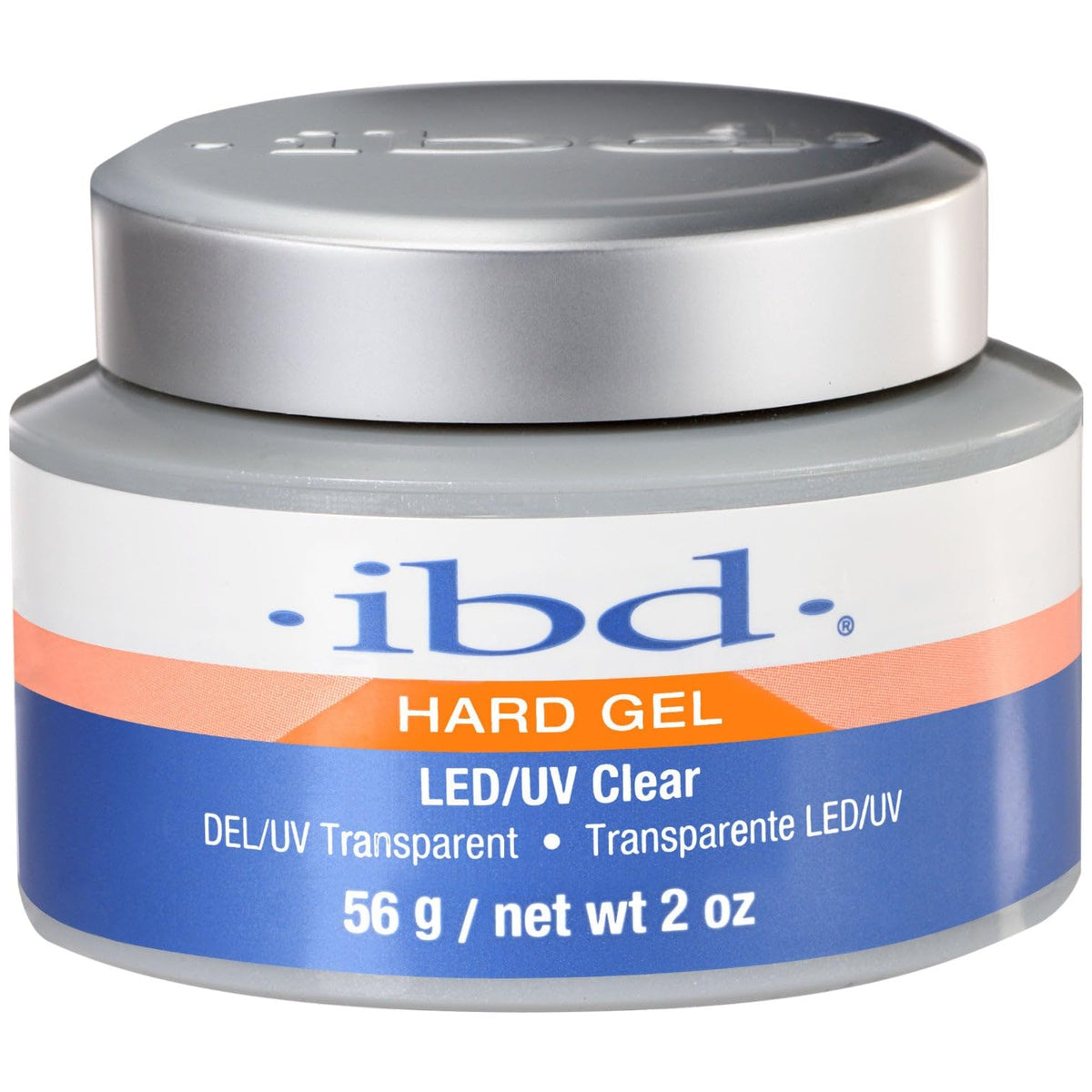 IBD hard gel clear front bottle showing label and 2oz size for reliable nail building