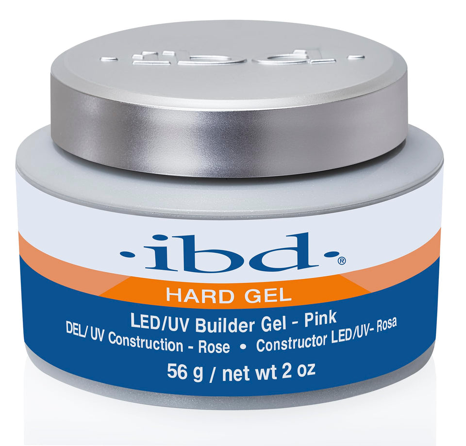 IBD hard gel pink jar front view showing label and glossy benefit