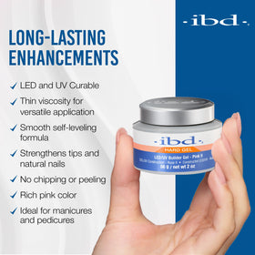 IBD jar next to a hand for scale to show compact 2 oz packaging convenience