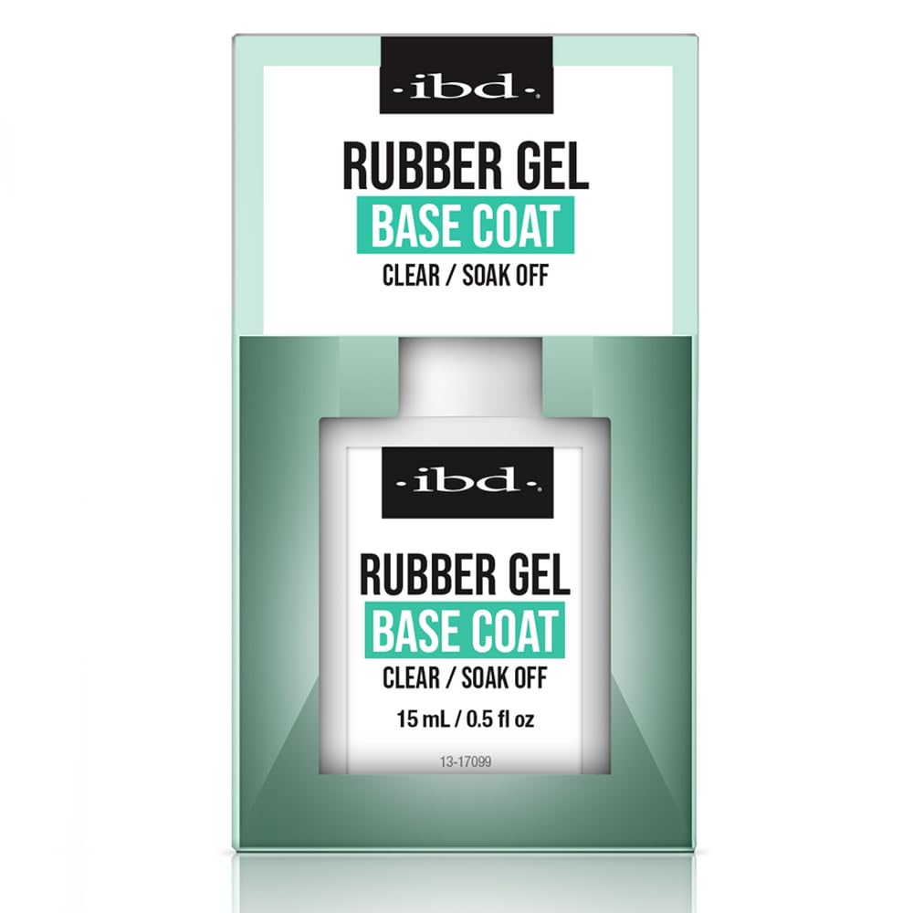 IBD rubber base front packaging showing clear bottle and label benefits