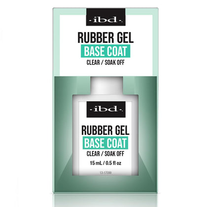 IBD rubber base front packaging showing clear bottle and label benefits