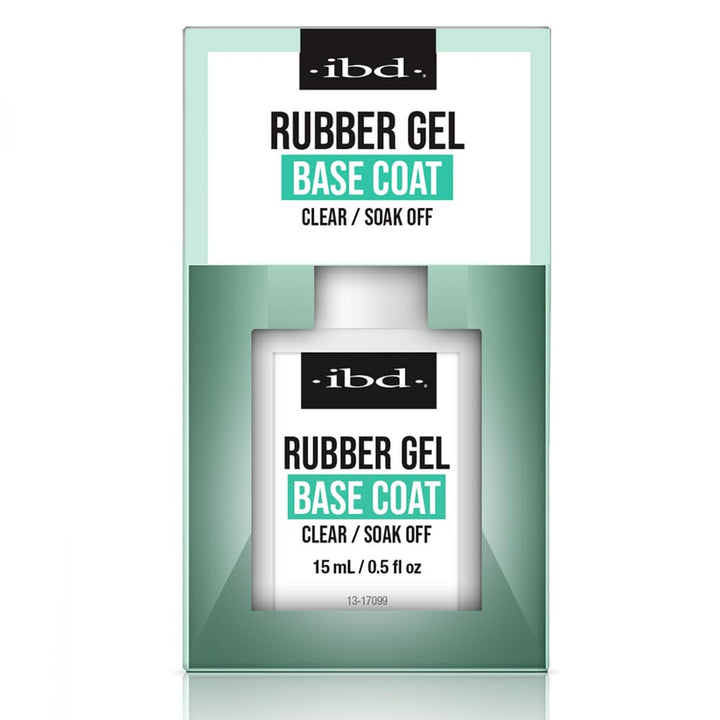 IBD rubber base front packaging showing clear bottle and label benefits