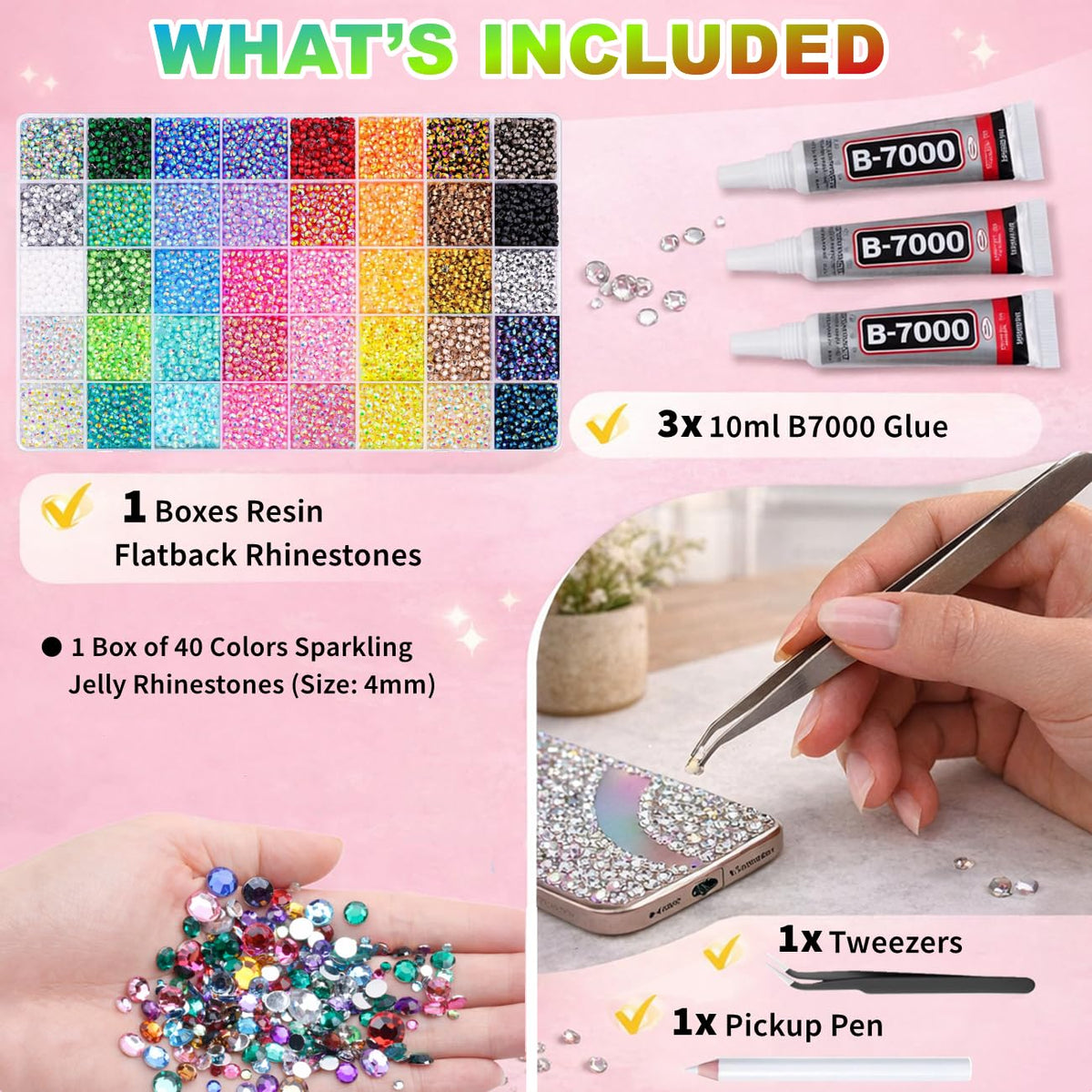 Ichiha close-up of multicolor rhinestones showing vibrant shades and sparkle