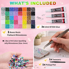 Ichiha 40-color swatch grid showing vibrant rhinestone variety