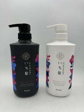 ICHIKAMI shampoo pump close-up highlighting smooth application