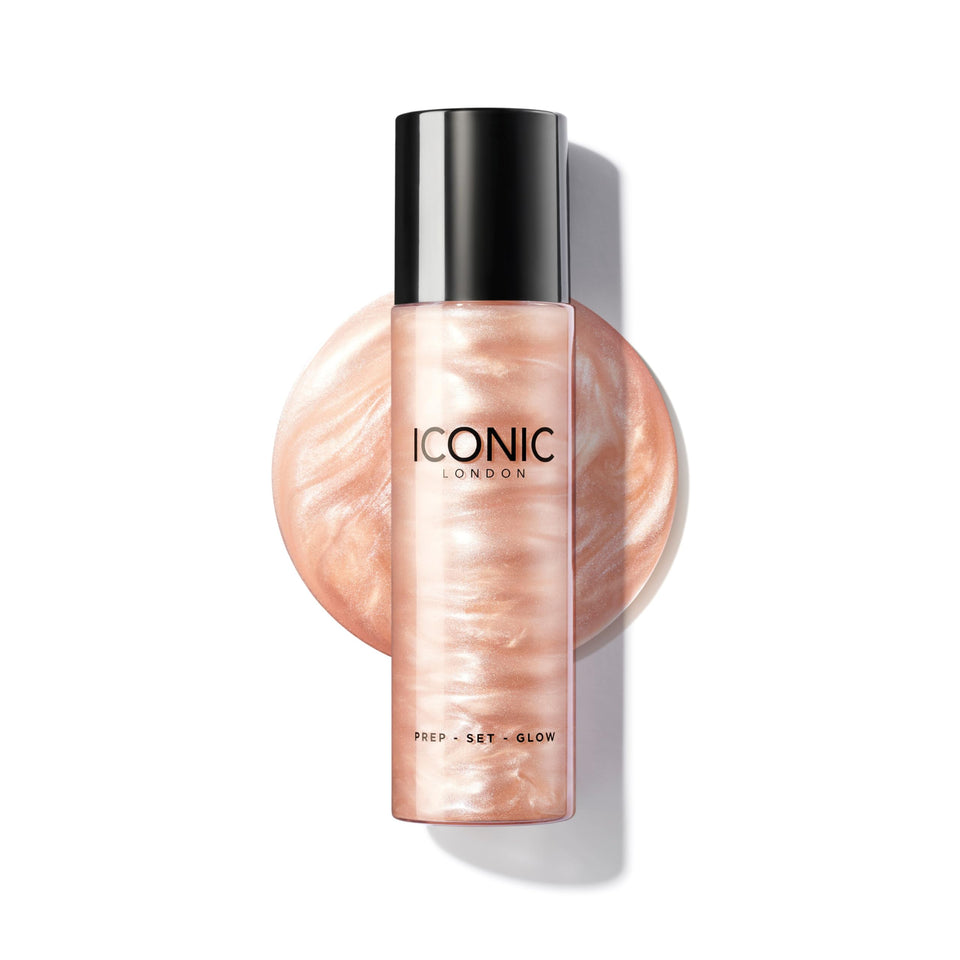 ICONIC LONDON bottle front view showing glow finish benefit