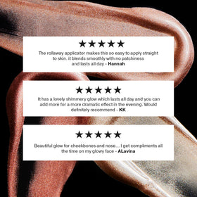 ICONIC LONDON pearlescent finish detail illustrating glitter-free glow