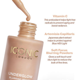ICONIC LONDON swatch on hand showing blendable coverage and refined glow benefit