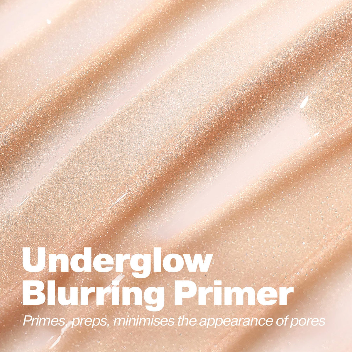 ICONIC LONDON texture close-up revealing silky formula and champagne pearls, soft-focus finish