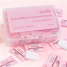 ICOTLE towel in use on face demonstrating gentle makeup removal benefit