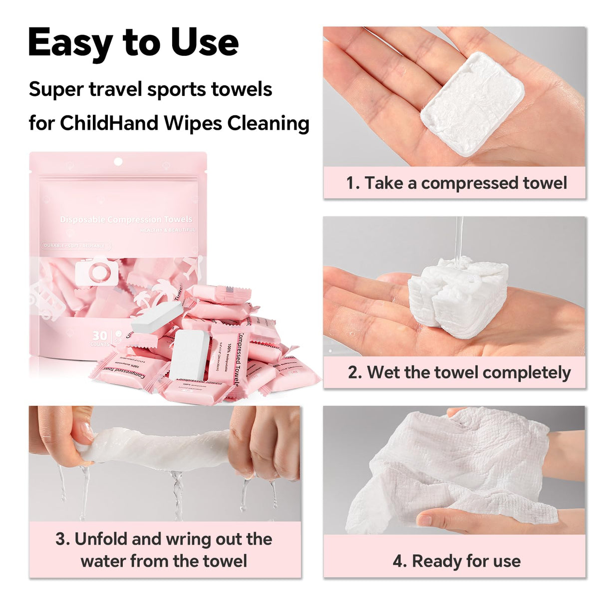 ICOTLE towels stored in a travel bag illustrating portability and readiness
