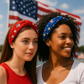 IDDFEVE model wearing headband at parade offering comfortable patriotic look