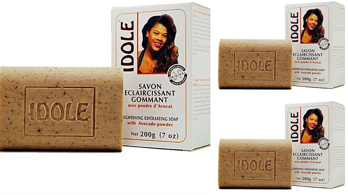 Idole brightening bar front packaging showing brand and net weight, promotes clear skin