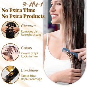 iemokoda hand applying shampoo on dry hair for quick gray coverage