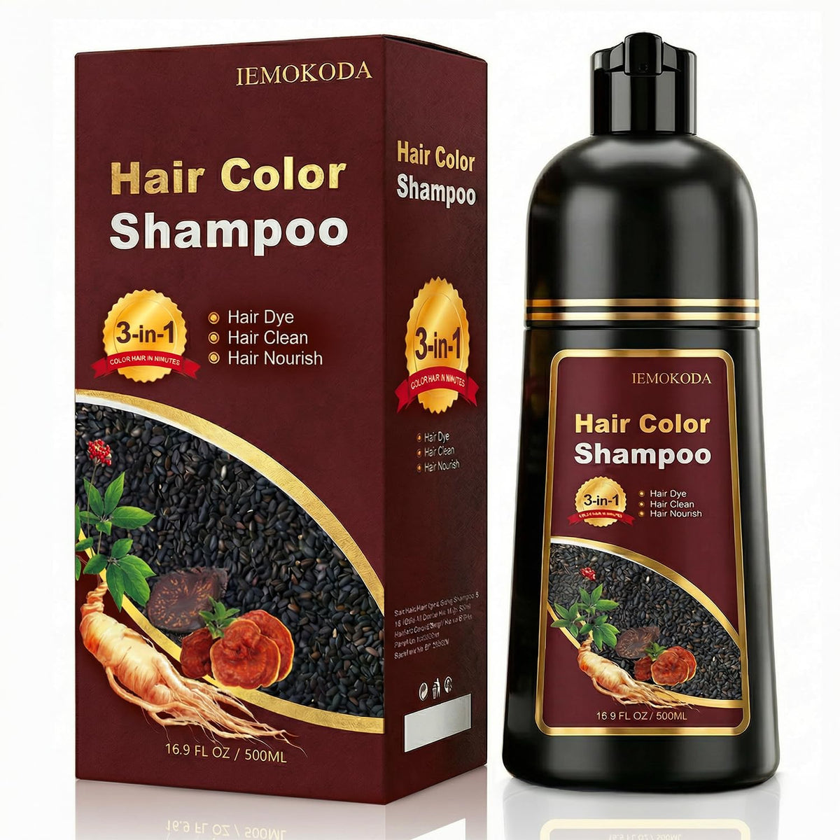iemokoda front packaging showing light brown shade and bottle benefits
