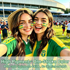 IFVGFB fan in stadium using paint stick to show support and boost spirit