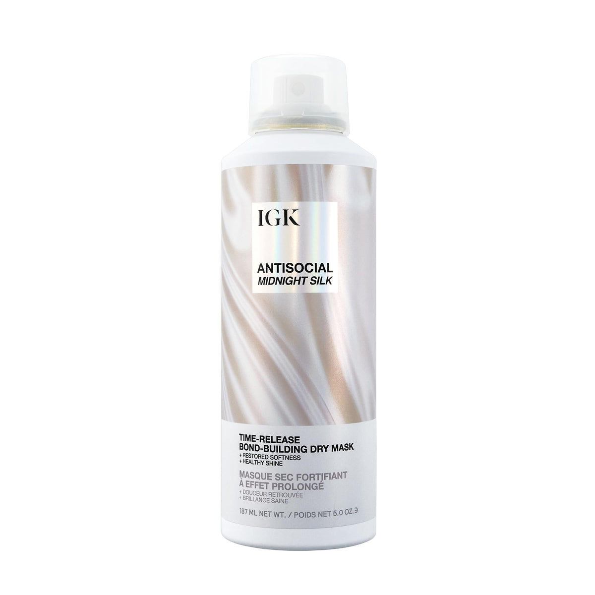 IGK Antisocial Midnight Silk front bottle view showing limited-edition design and benefits