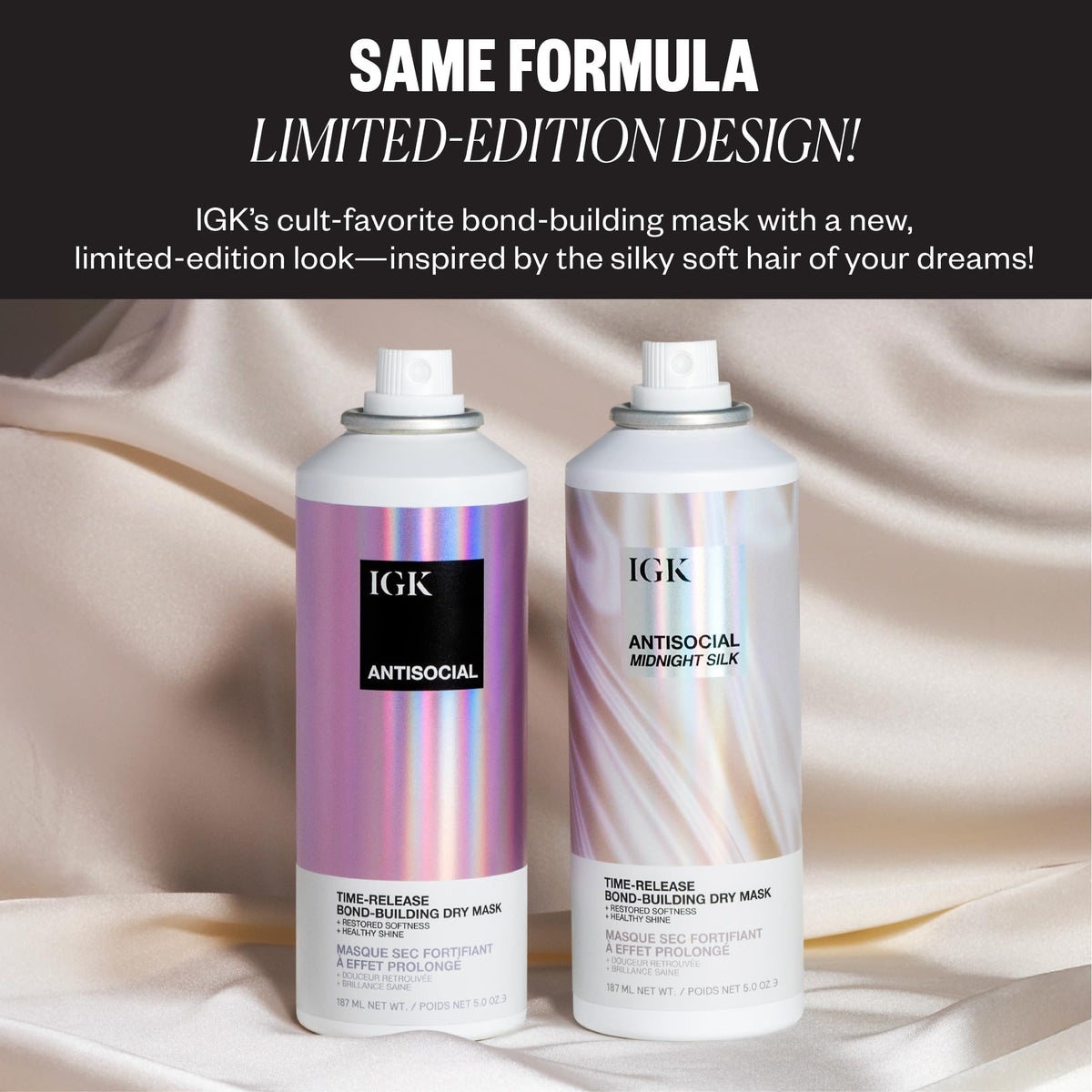 IGK Antisocial Midnight Silk fine mist texture demonstrating lightweight, non-greasy absorption