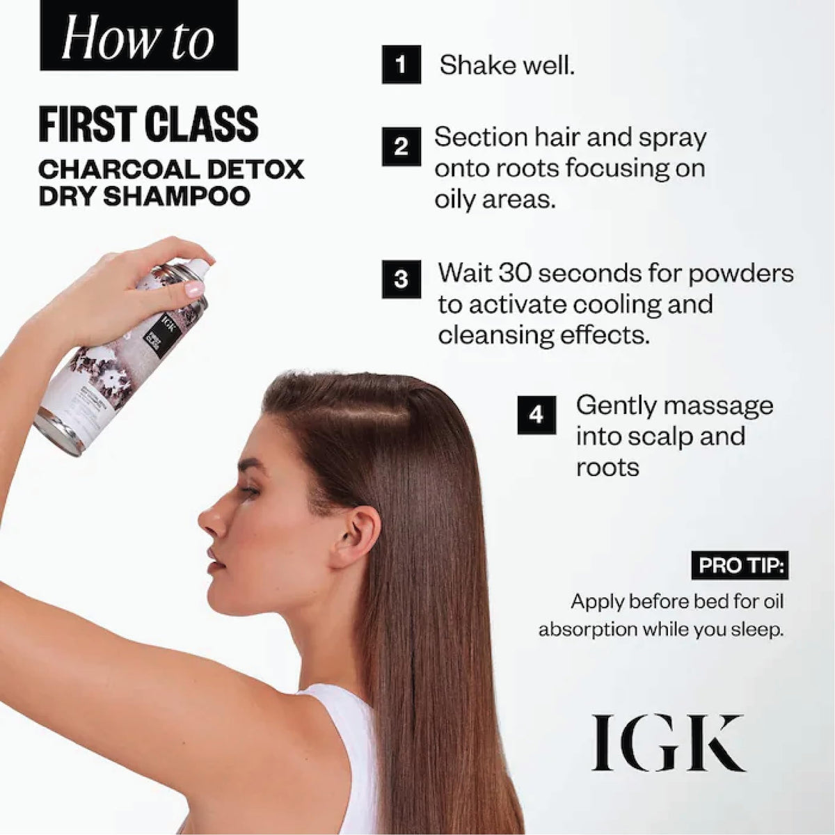 IGK before and after root spray showing instant lift and volume