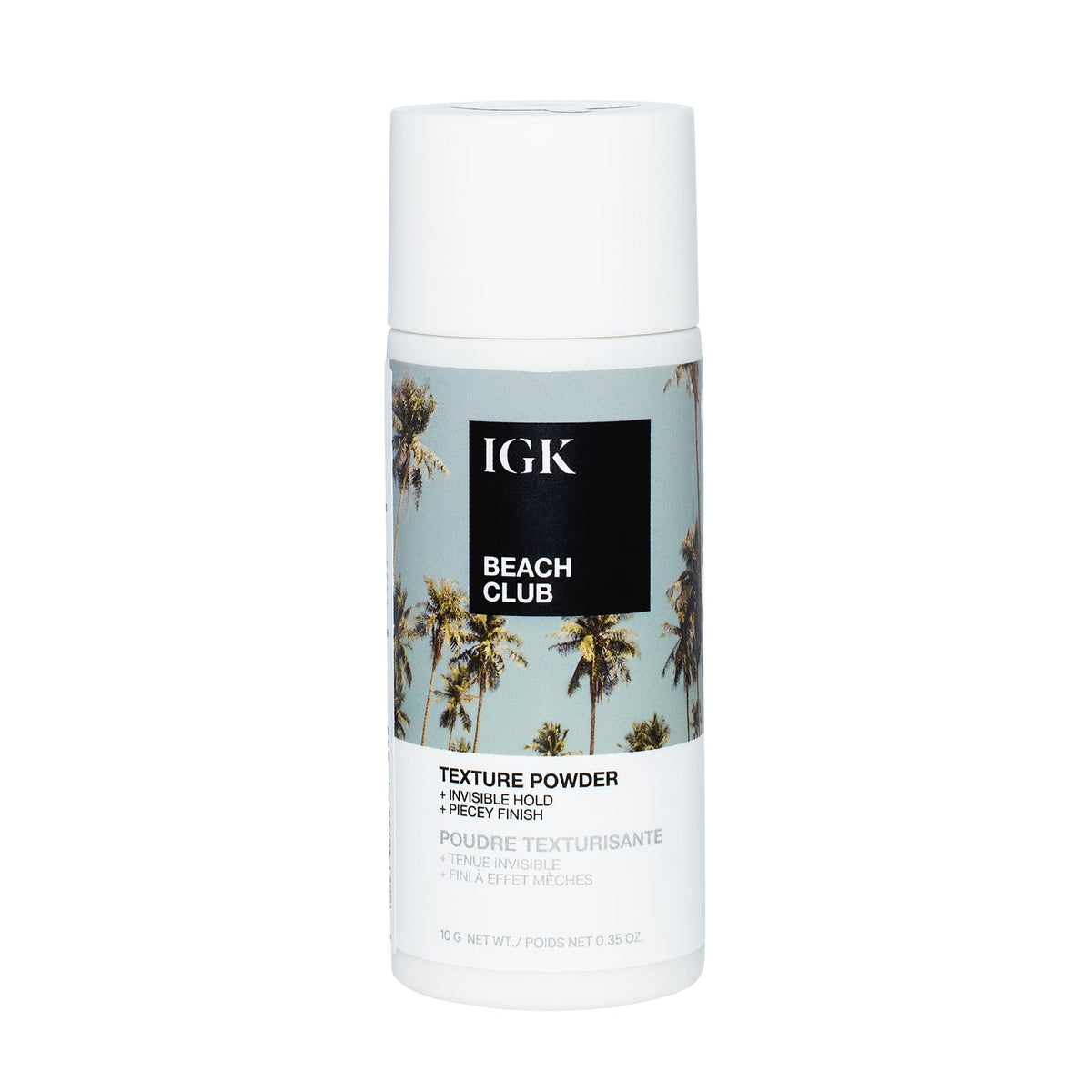 IGK Beach Club front packaging showing compact jar and branding for easy storage