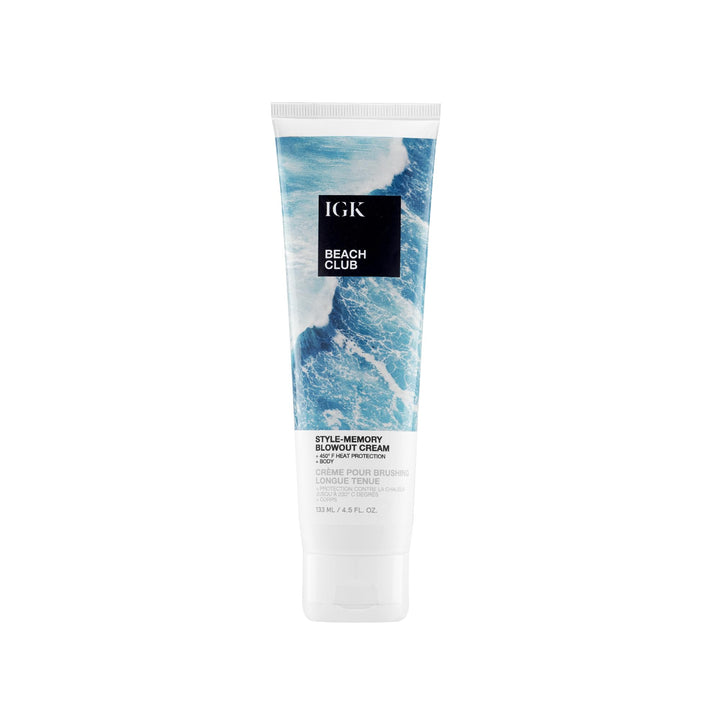IGK Beach Club front packaging showing label and bottle, highlighting salon-quality styling