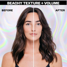 IGK before and after tousled hair demonstrating added texture