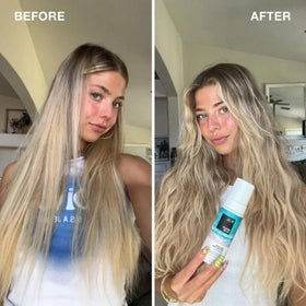 IGK hair being scrunched to create beach waves showing faster styling benefit