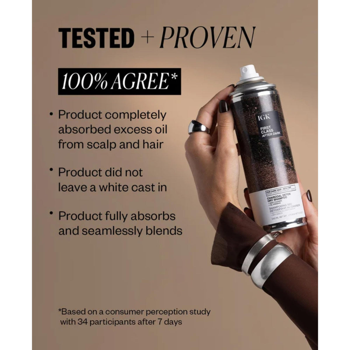 IGK charcoal powder detail highlighting oil-absorbing ingredient