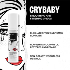 IGK Crybaby before and after hair ends, illustrates frizz reduction benefit