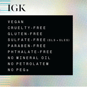 IGK applied on dark hair showing no visible residue and natural finish