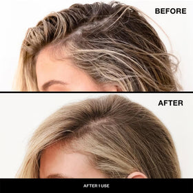 IGK spray being applied at roots demonstrating instant lift and volumizing benefit