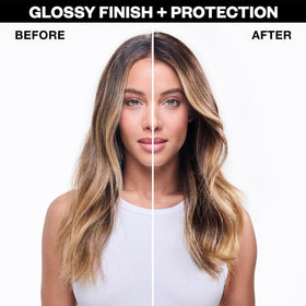 IGK Disco Disco before and after shine effect demonstrating smoother hair