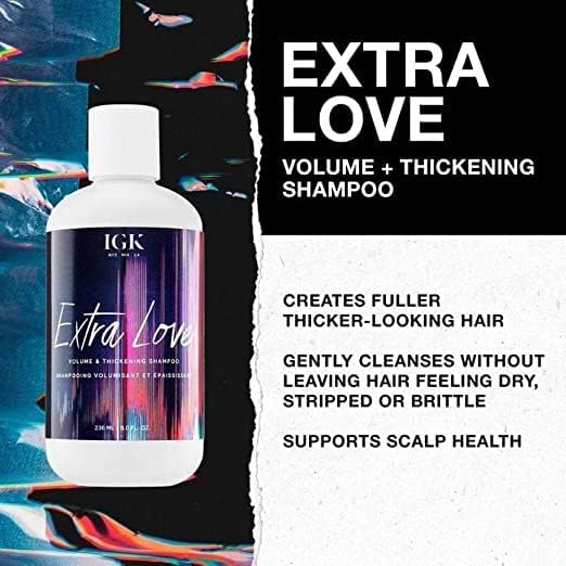 IGK Extra Love label close-up highlighting product details and vegan benefit
