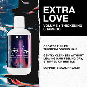 IGK Extra Love label close-up highlighting product details and vegan benefit