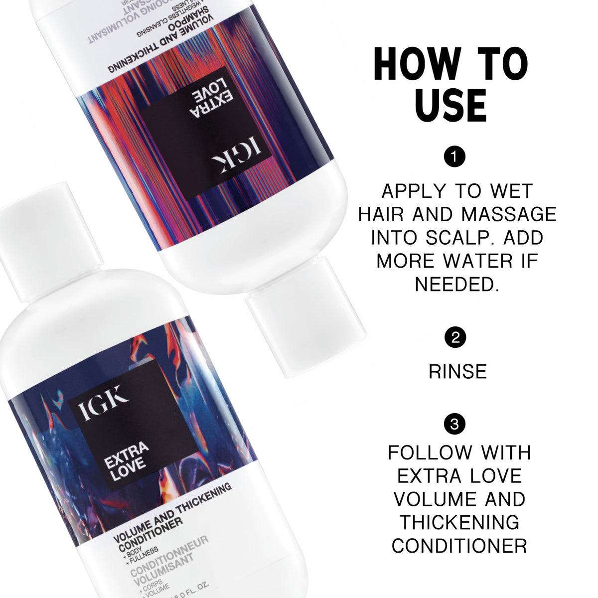 IGK Extra Love conditioner applied to ends showing detangling benefit