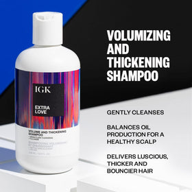 IGK label and pump detail highlighting ingredients and ease