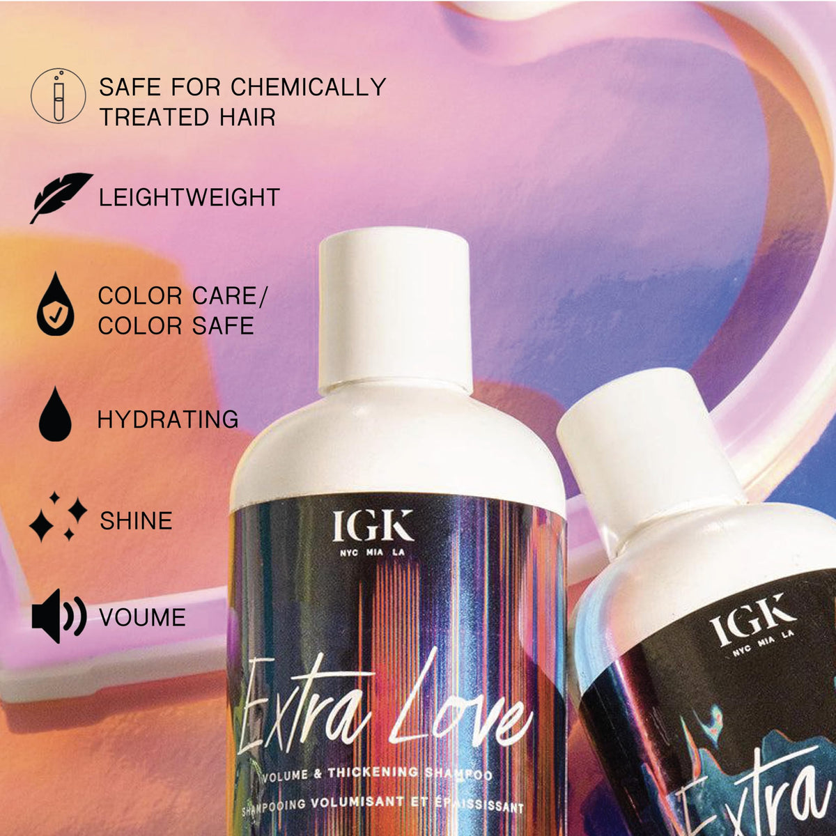 IGK Extra Love shampoo lather in hair showing cleansing and lift