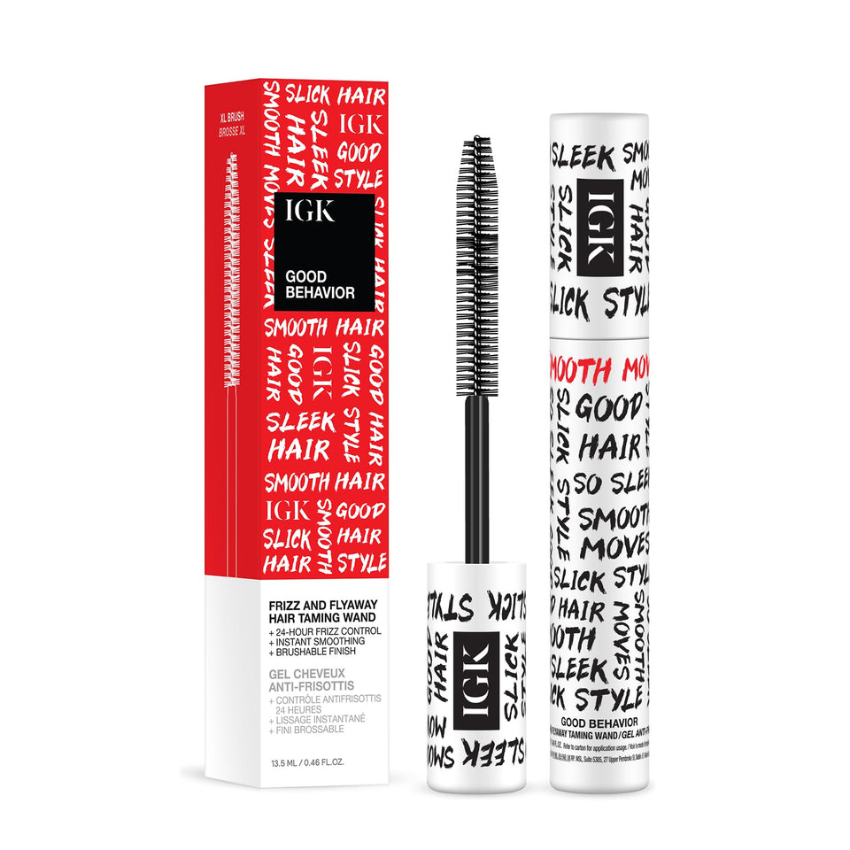 IGK front packaging of taming wand showing sleek tube and label, instant control