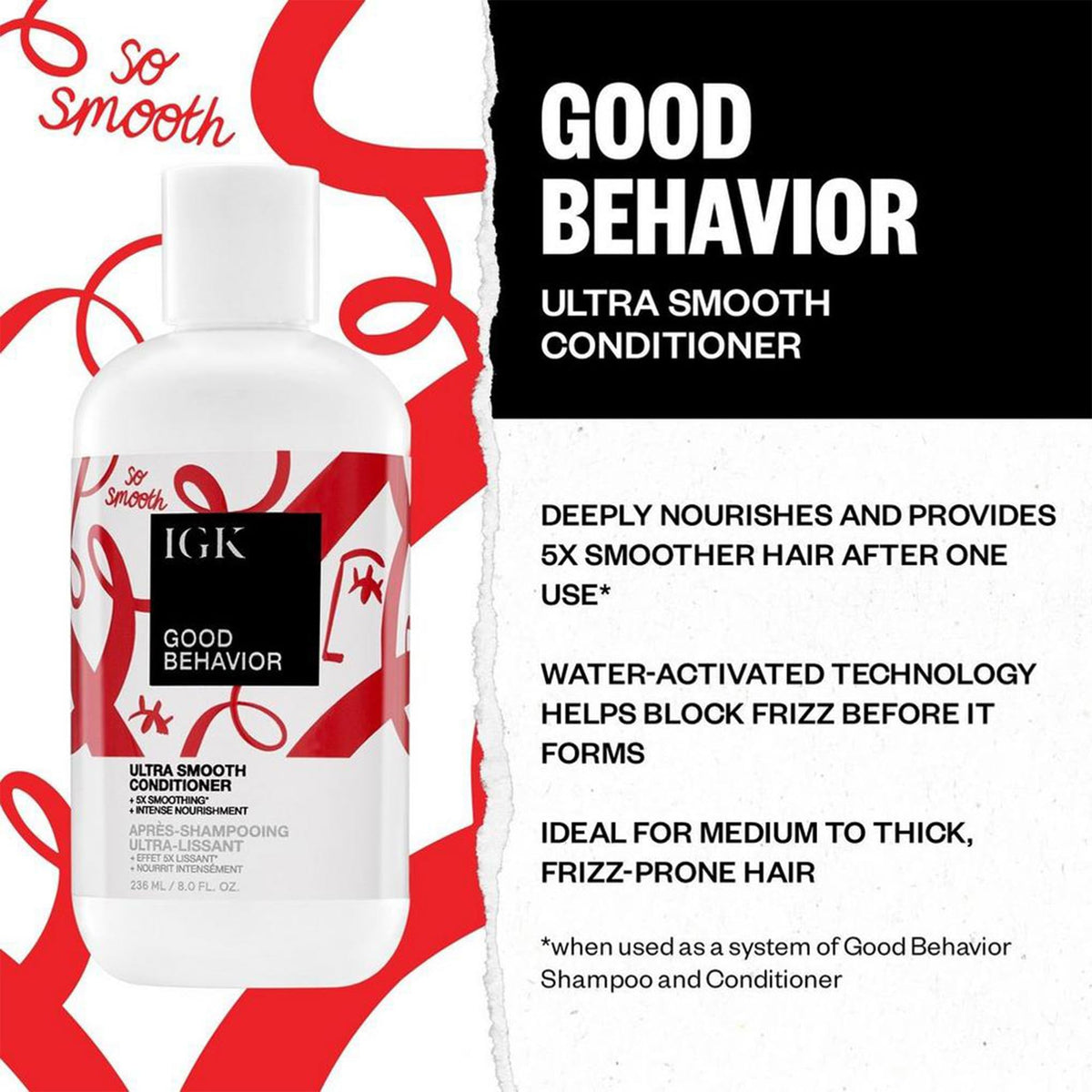 IGK bottle label detail showing product name and vegan badge