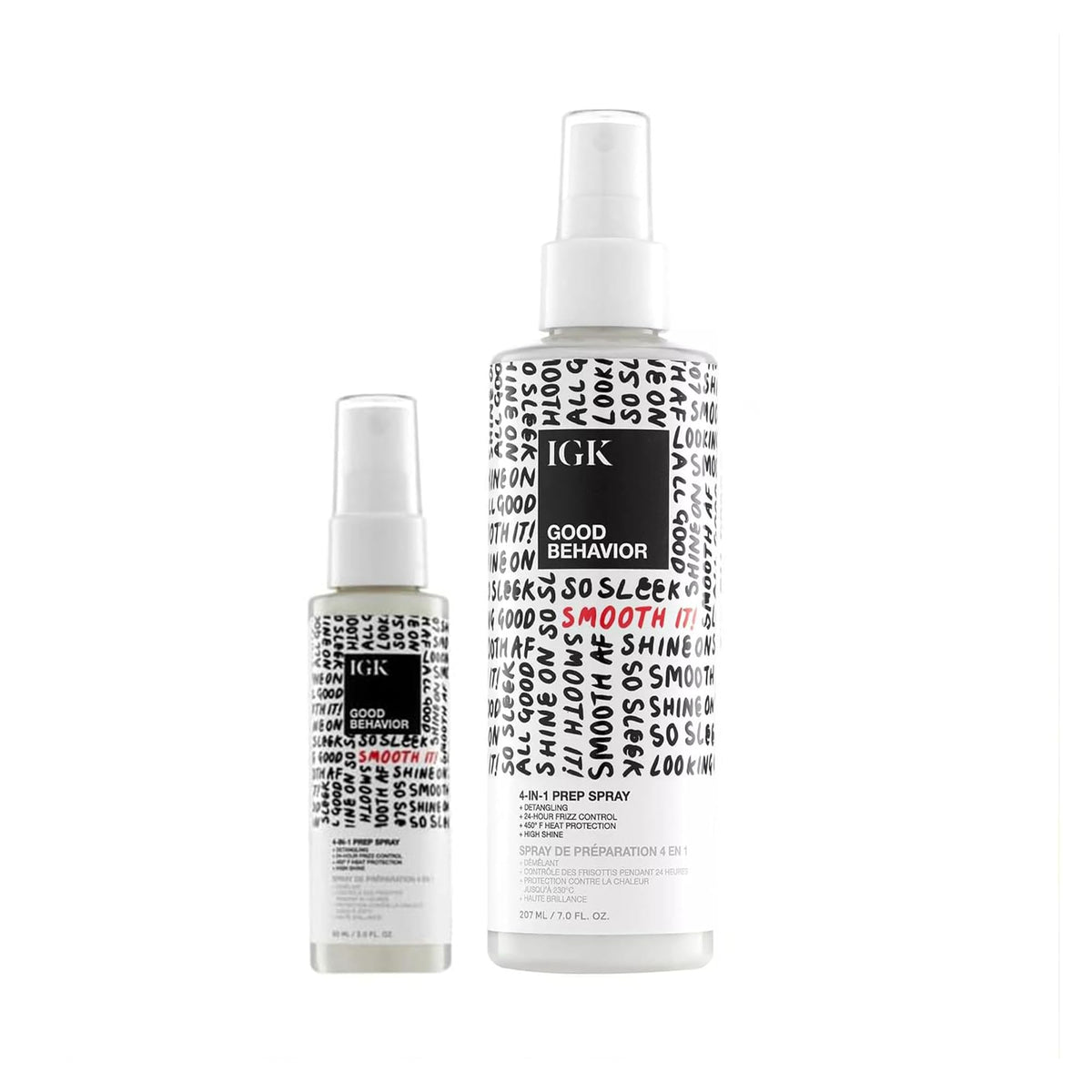 IGK bottle front packaging showing label and size, highlights benefits