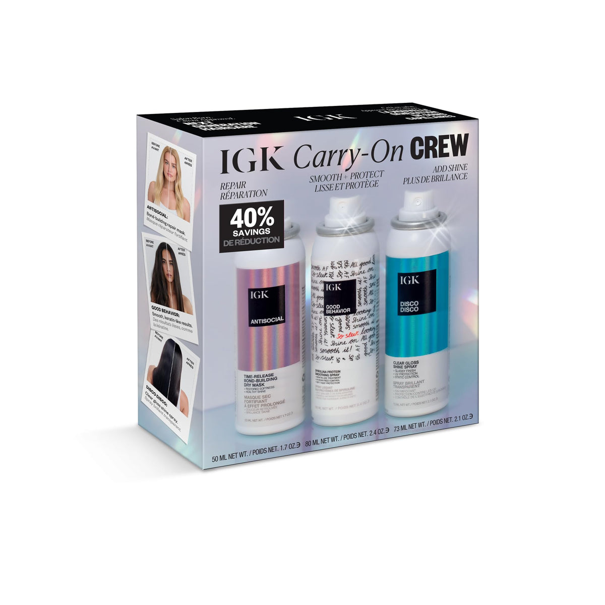 IGK front packaging of Holiday 2025 kit showing all contents and gift-ready design