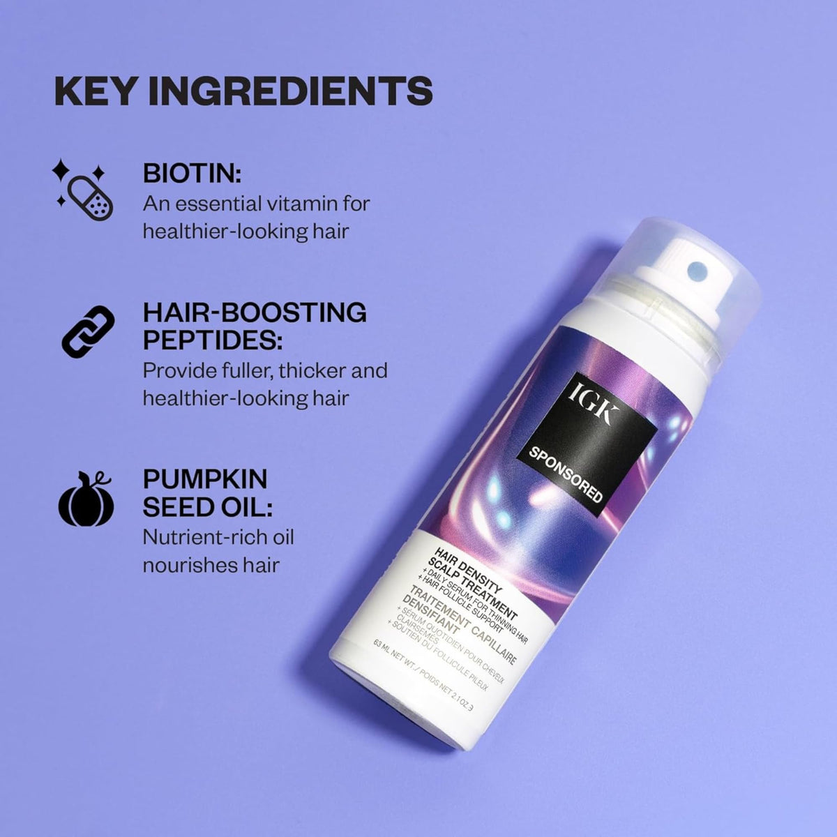 IGK ingredients with pumpkin seed and rambutan nourishing scalp