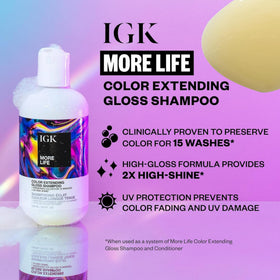 IGK more life shampoo texture lather demonstrating gentle cleansing benefit