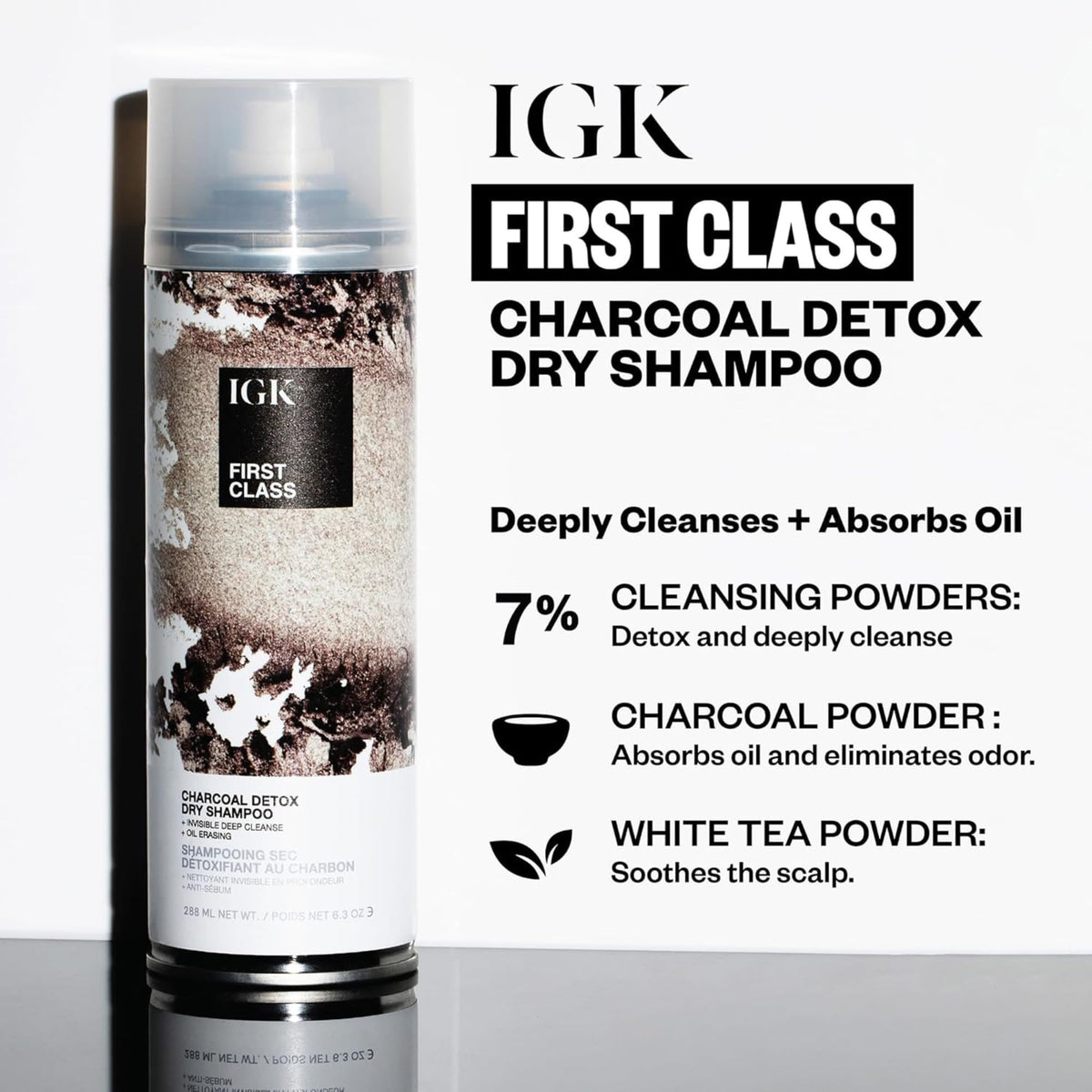 IGK on dark hair showing invisible finish and no white residue benefit