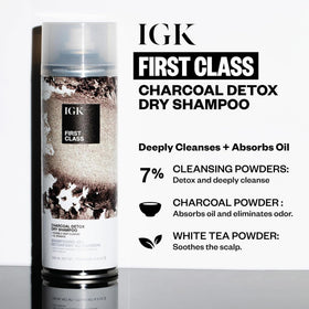 IGK on dark hair showing invisible finish and no white residue benefit