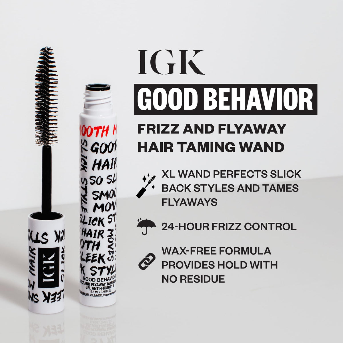 IGK close-up of wand brush tip for precise application and targeted smoothing