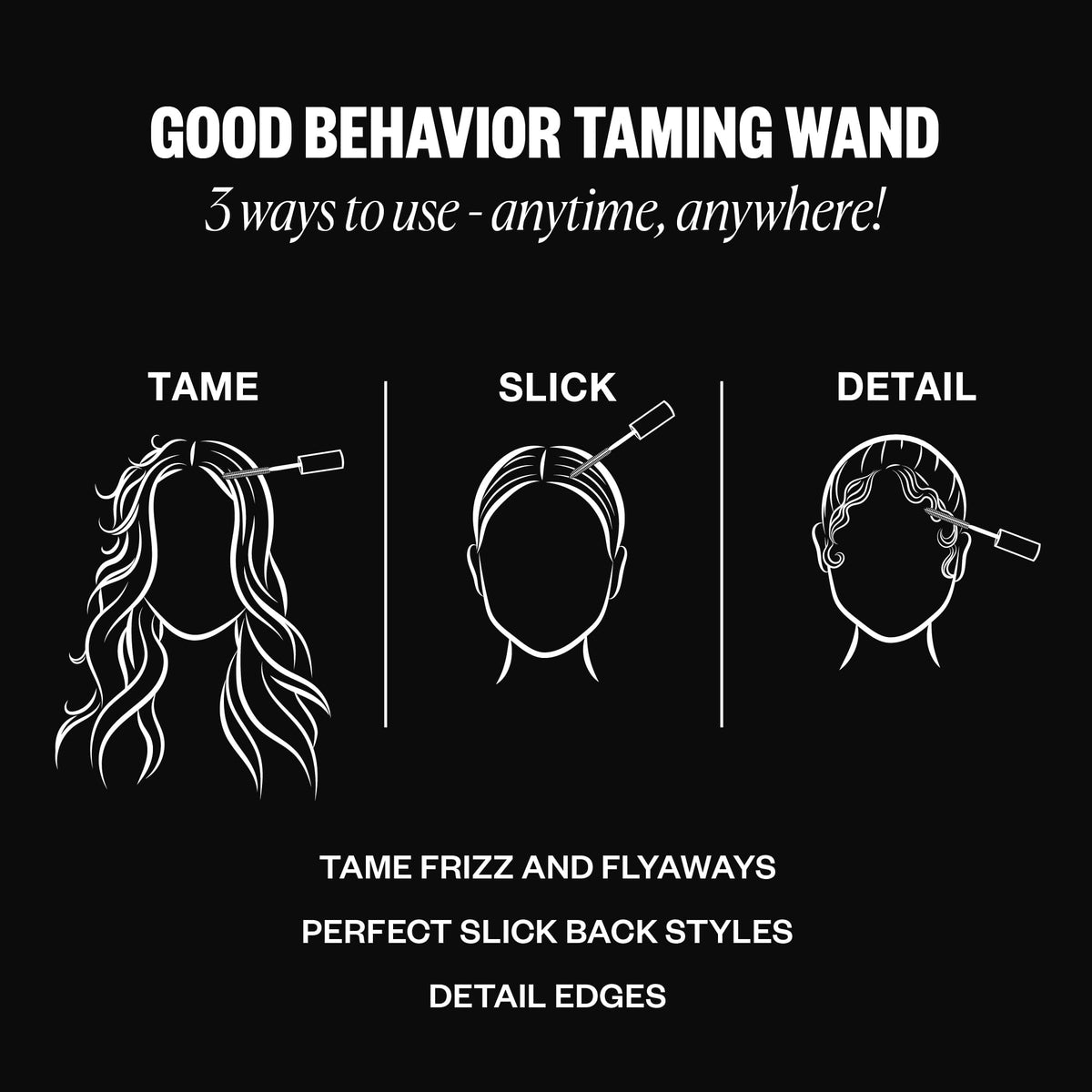 IGK wand in use on ponytail demonstrating quick flyaway control and polish