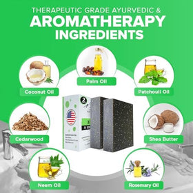 iHeart Nature soap on bathroom counter conveying natural cedarwood freshness