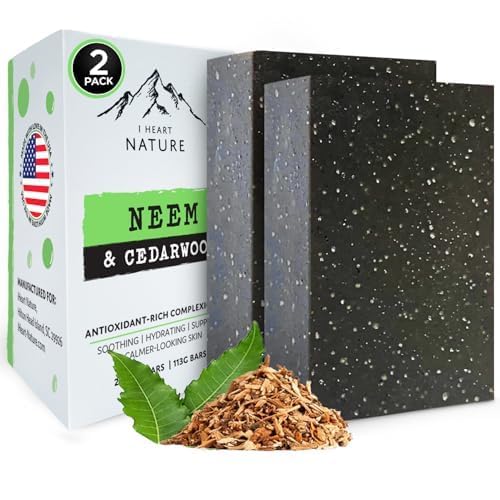 iHeart Nature front packaging showing two neem soap bars and branding benefits